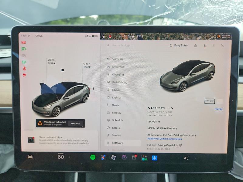 Photo 9 from auction – 2019 TESLA MODEL 3 with VIN 5YJ3E1EB5KF205848