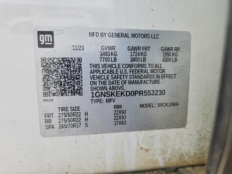 Photo 14 from auction – 2023 CHEVROLET SUBURBAN with VIN 1GNSKEKD0PR553230