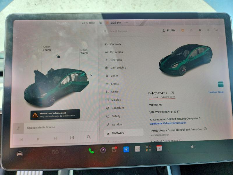 Photo 9 from auction – 2019 TESLA MODEL 3 with VIN 5YJ3E1EB6KF514387