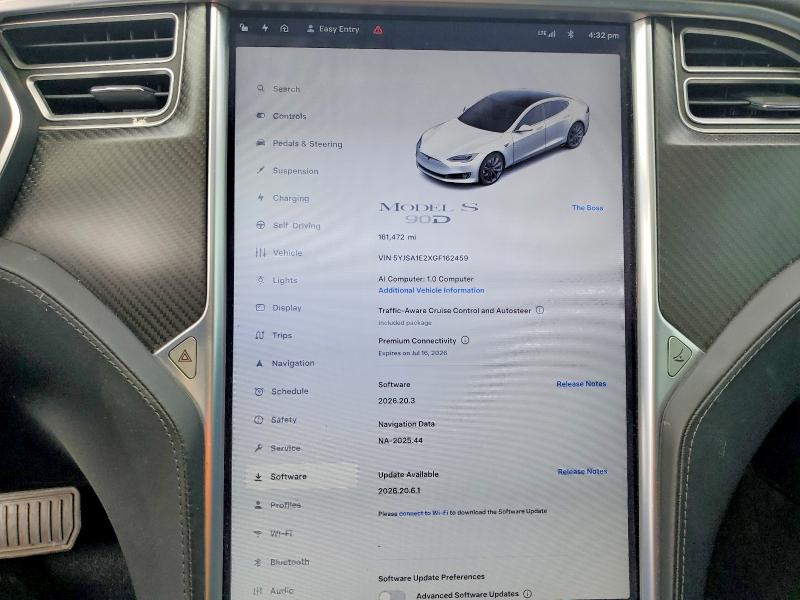 Photo 9 from auction – 2016 TESLA MODEL S with VIN 5YJSA1E2XGF162459