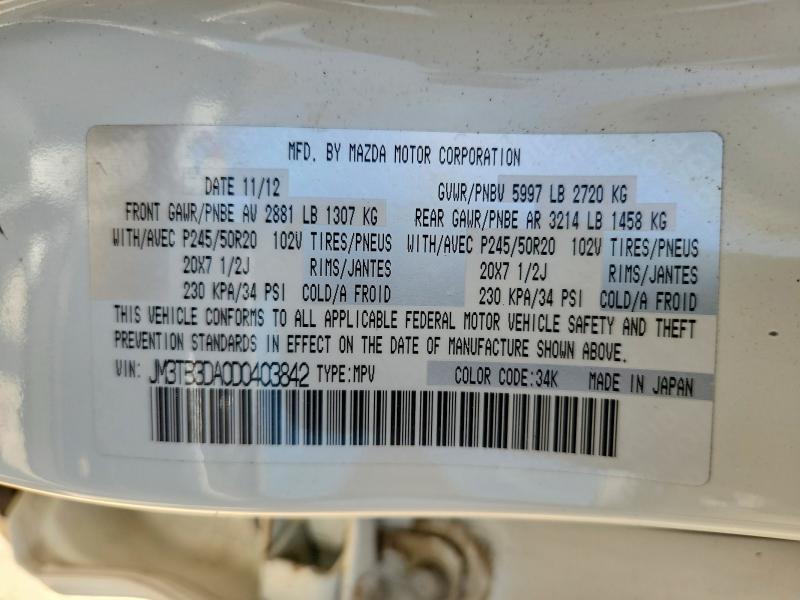 Photo 14 from auction – 2013 MAZDA CX-9 with VIN JM3TB3DA0D0403842
