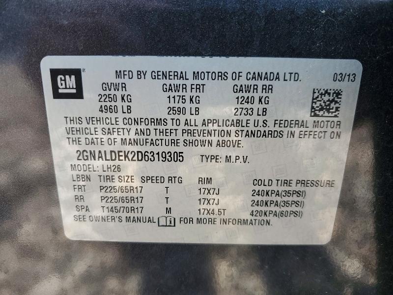 Photo 14 from auction – 2013 CHEVROLET EQUINOX with VIN 2GNALDEK2D6319305