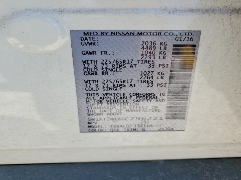 Photo 14 from auction – 2016 NISSAN ROGUE with VIN 5N1AT2MT4GC796221