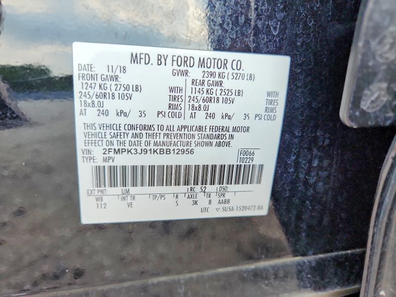Foto 14 de la subasta – 2019 FORD EDGE con VIN 2FMPK3J91KBB12956