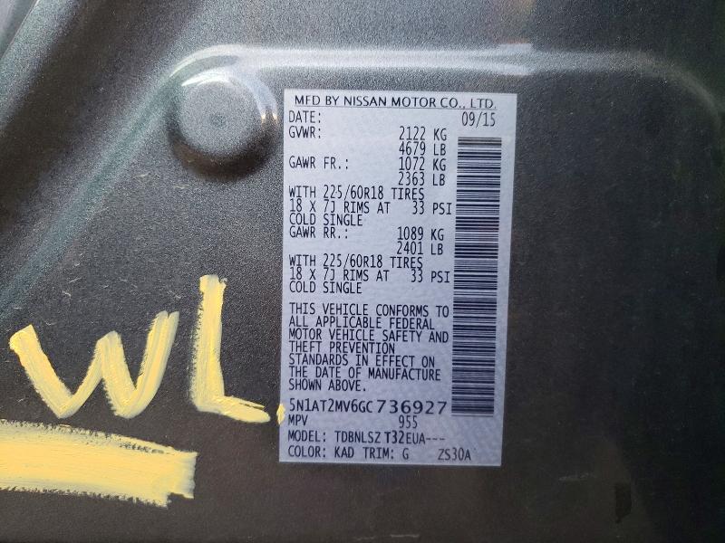 Photo 14 from auction – 2016 NISSAN ROGUE with VIN 5N1AT2MV6GC736927