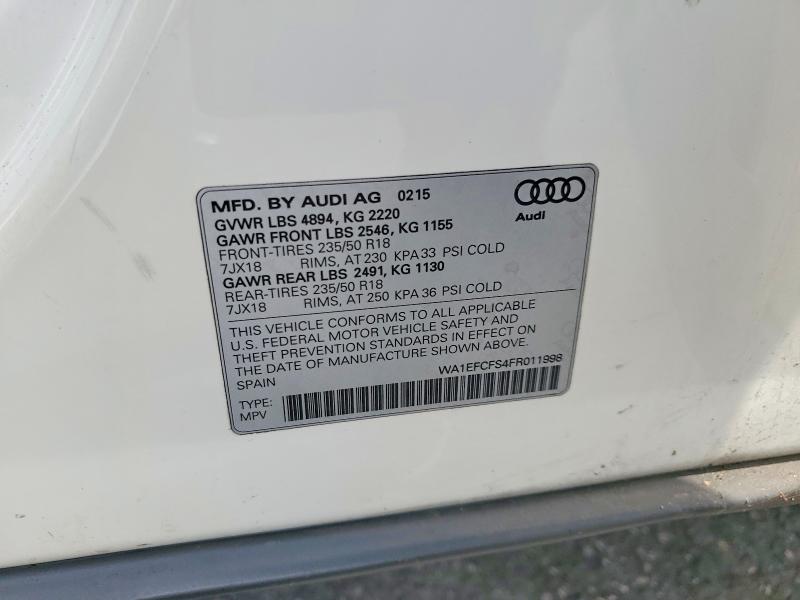 Photo 14 from auction – 2015 AUDI Q3 with VIN WA1EFCFS4FR011998