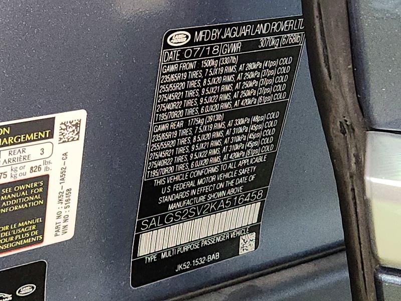 Photo 14 from auction – 2019 LAND ROVER RANGE ROVER with VIN SALGS2SV2KA516458