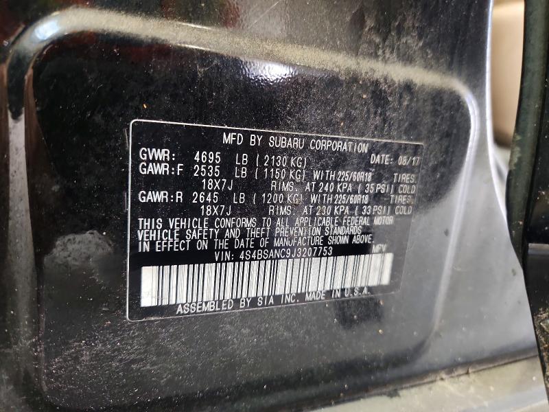 Photo 14 from auction – 2018 SUBARU OUTBACK with VIN 4S4BSANC9J3207753