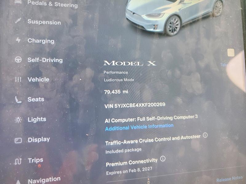 Photo 9 from auction – 2019 TESLA MODEL X with VIN 5YJXCBE4XKF200269