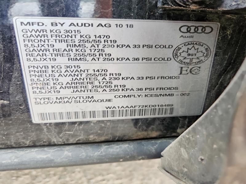 Photo 14 from auction – 2019 AUDI Q7 with VIN WA1AAAF72KD016489