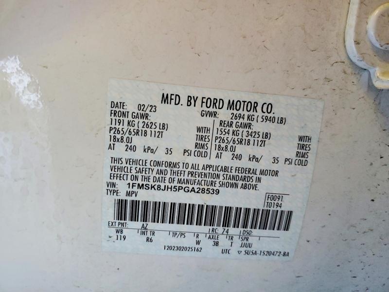 Photo 14 from auction – 2023 FORD EXPLORER with VIN 1FMSK8JH5PGA28539