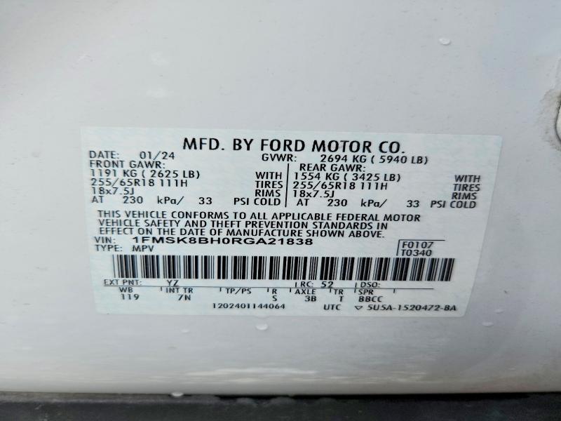 Photo 14 from auction – 2024 FORD EXPL LTD with VIN 1FMSK8BH0RGA21838