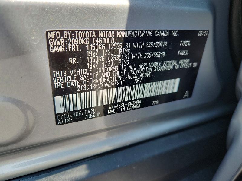 Photo 14 from auction – 2024 TOYOTA RAV4 with VIN 2T3C1RFVXRW344915