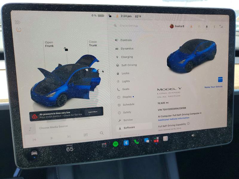 Photo 9 from auction – 2024 TESLA MODEL Y with VIN 7SAYGDEE8RA239188