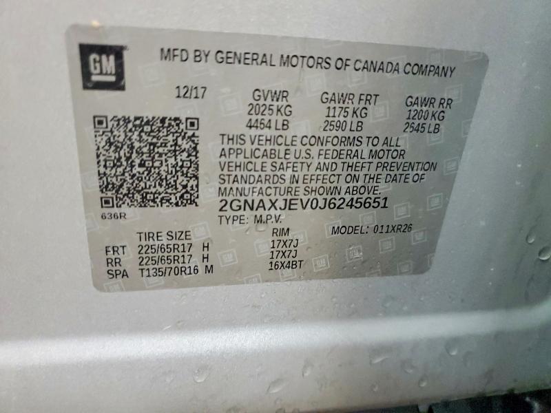 Photo 14 from auction – 2018 CHEVROLET EQUINOX with VIN 2GNAXJEV0J6245651