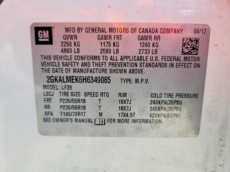 Photo 14 from auction – 2017 GMC TERRAIN with VIN 2GKALMEK6H6349085