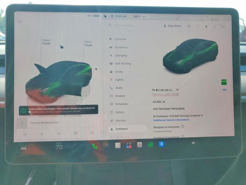 Photo 9 from auction – 2022 TESLA MODEL Y with VIN 7SAYGDEF7NF536619