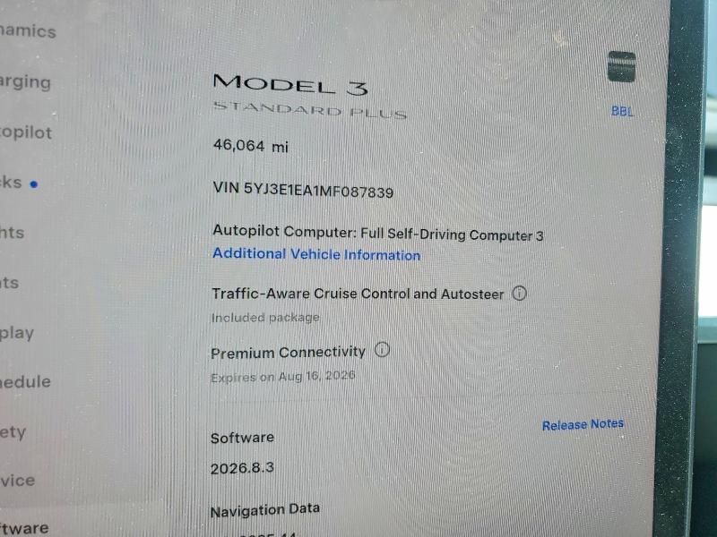 Photo 9 from auction – 2021 TESLA MODEL 3 with VIN 5YJ3E1EA1MF087839