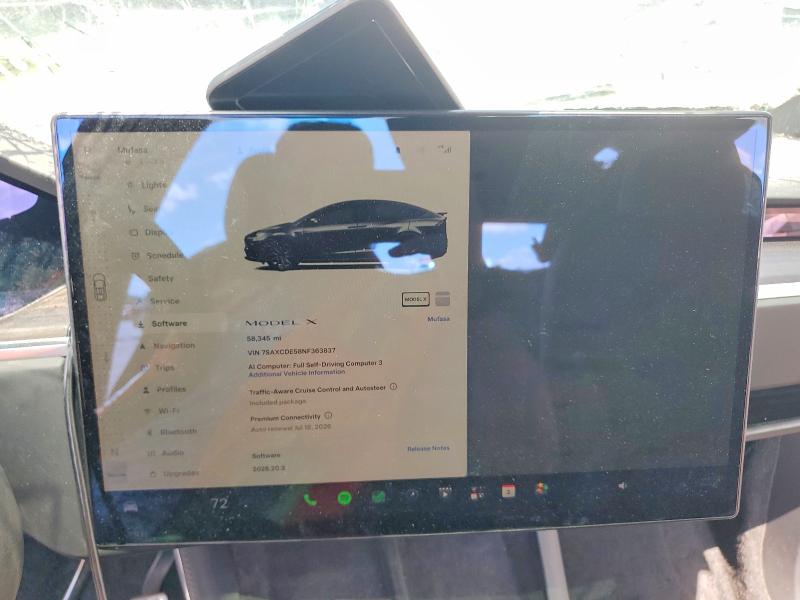 Photo 9 from auction – 2022 TESLA MODEL X with VIN 7SAXCDE58NF363837
