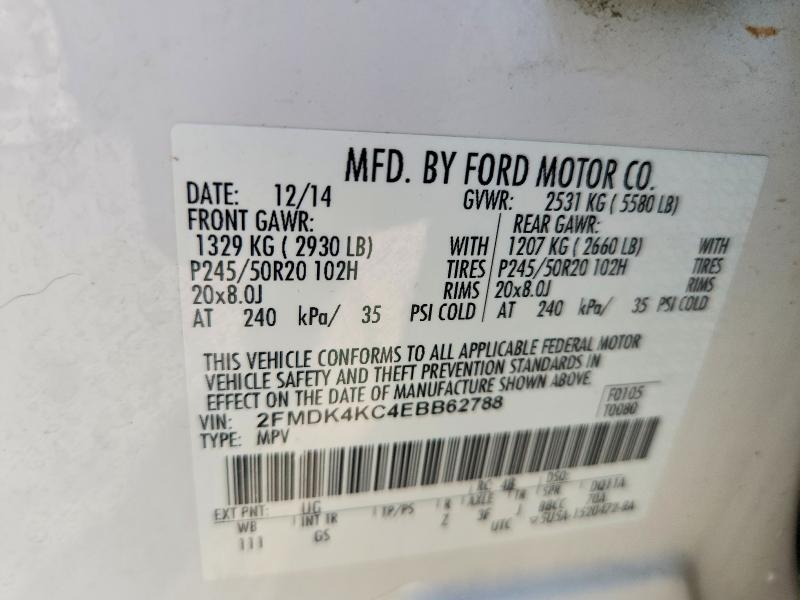 Photo 14 from auction – 2014 FORD EDGE with VIN 2FMDK4KC4EBB62788