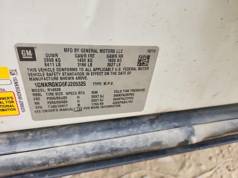 Photo 14 from auction – 2015 CHEVROLET TRAVERSE with VIN 1GNKRGKD6FJ209325