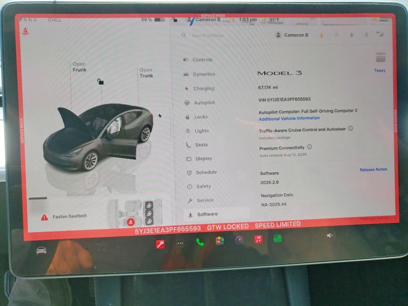 Photo 9 from auction – 2023 TESLA MODEL 3 with VIN 5YJ3E1EA3PF655593