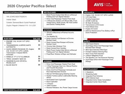 Photo 13 from auction – 2026 CHRYSLER PACIFICA with VIN 2C4RC1BGXTR226216
