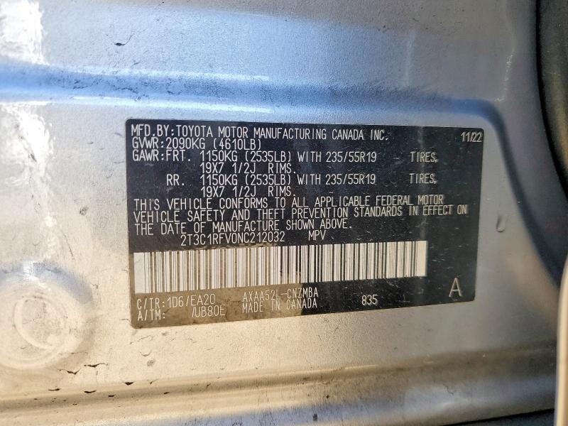 Photo 14 from auction – 2022 TOYOTA RAV4 with VIN 2T3C1RFV0NC212032
