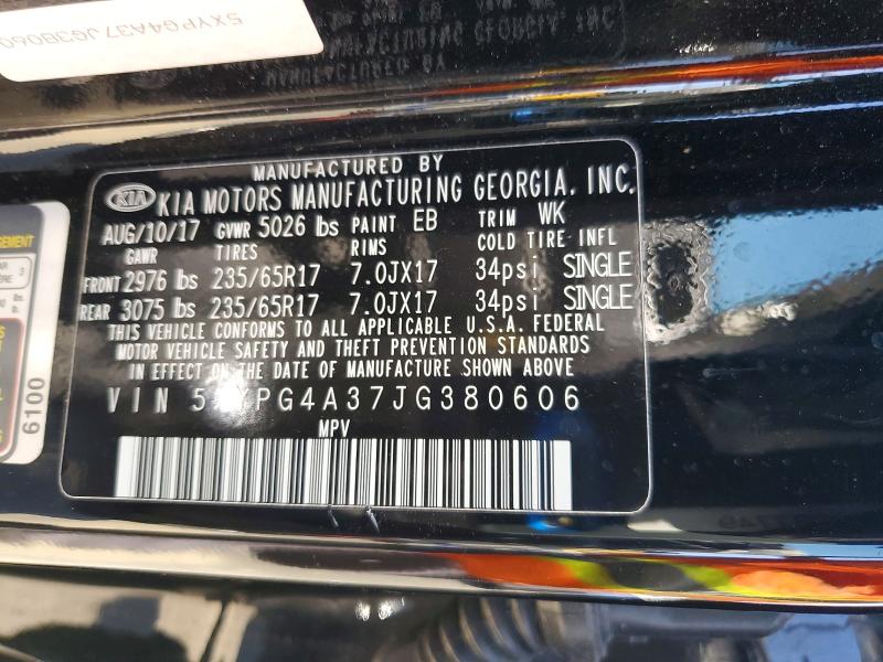 Photo 14 from auction – 2018 KIA SORENTO with VIN 5XYPG4A37JG380606
