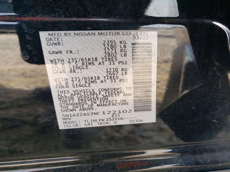 Photo 14 from auction – 2022 NISSAN MURANO with VIN 5N1AZ2AS3NC122102