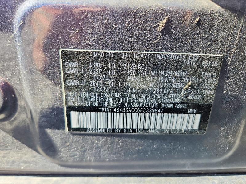Photo 14 from auction – 2015 SUBARU OUTBACK with VIN 4S4BSACC6F3339847