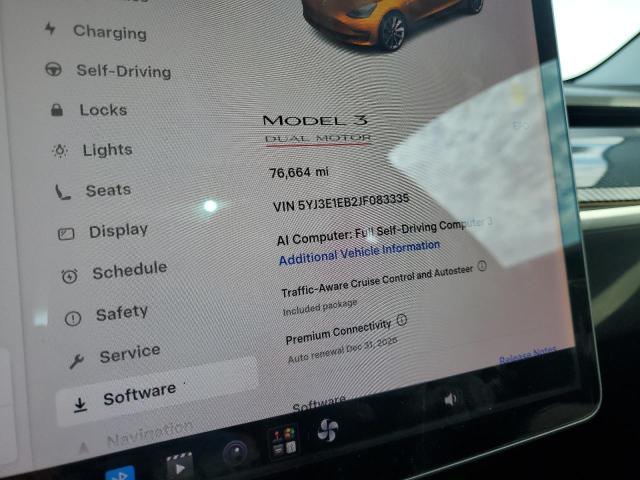 Photo 9 from auction – 2018 TESLA MODEL 3 with VIN 5YJ3E1EB2JF083335