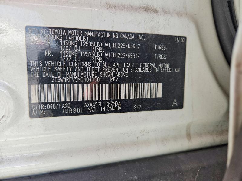Photo 14 from auction – 2021 TOYOTA RAV4 with VIN 2T3W1RFV5MC104050