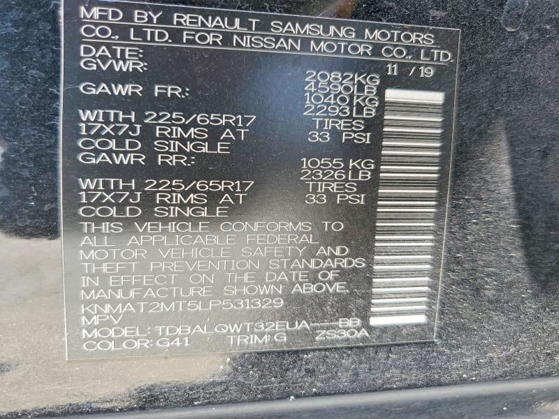 Photo 14 from auction – 2020 NISSAN ROGUE with VIN KNMAT2MT5LP531329