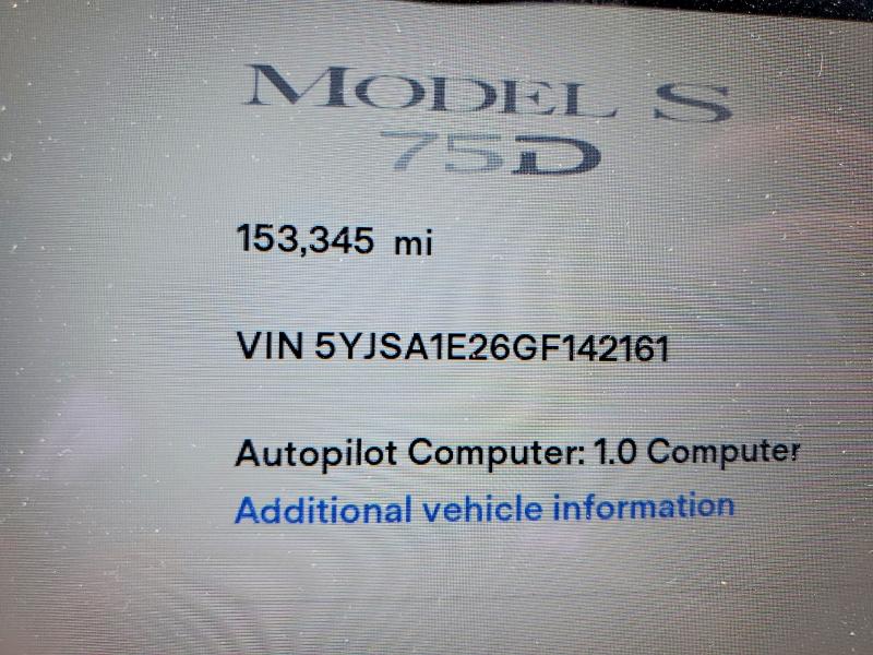 Photo 9 from auction – 2016 TESLA MODEL S with VIN 5YJSA1E26GF142161