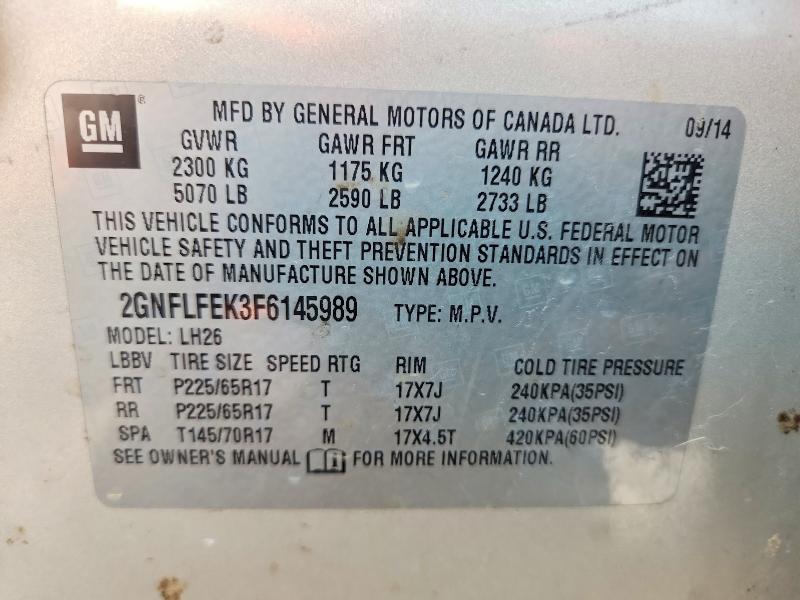 Photo 14 from auction – 2015 CHEVROLET EQUINOX with VIN 2GNFLFEK3F6145989