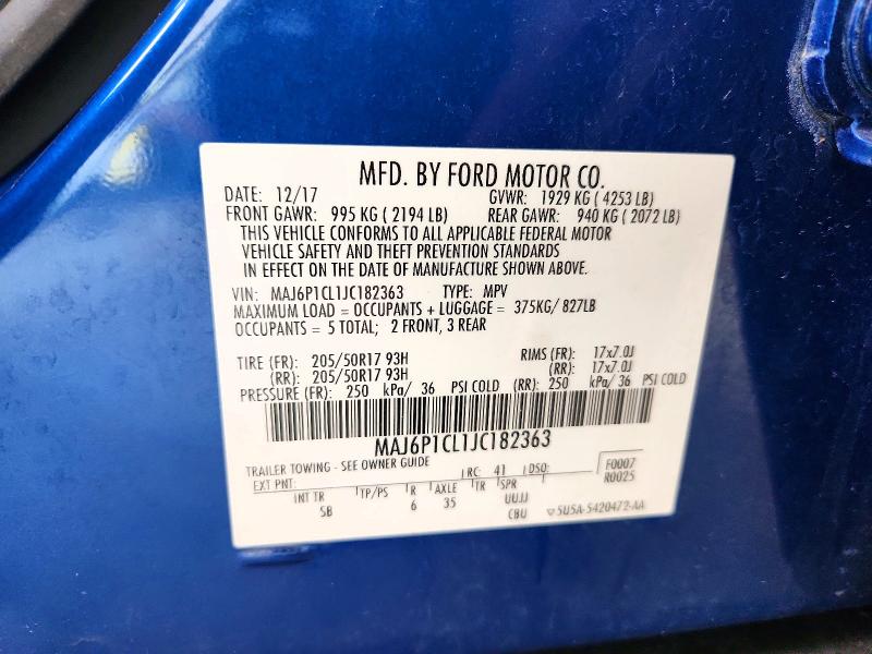 Photo 14 from auction – 2018 FORD ECOSPORT with VIN MAJ6P1CL1JC182363