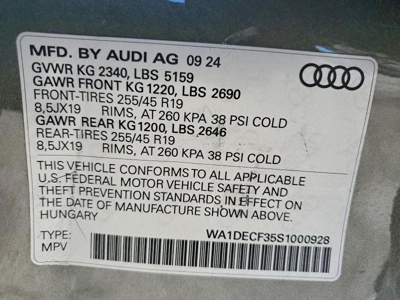 Photo 14 from auction – 2025 AUDI Q3 with VIN WA1DECF35S1000928