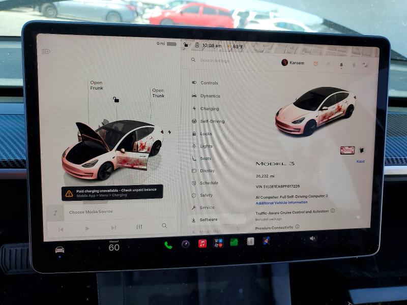 Photo 9 from auction – 2023 TESLA MODEL 3 with VIN 5YJ3E1EA6PF617226