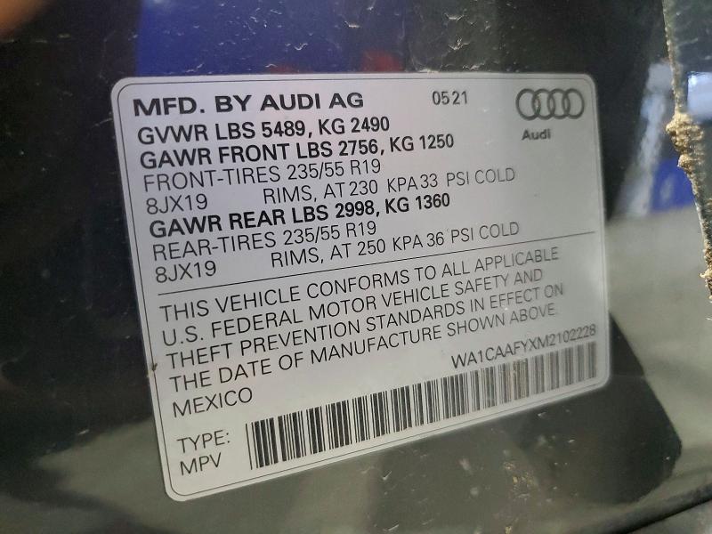 Zdjęcie 14 z aukcji – 2021 AUDI Q5 z VIN WA1CAAFYXM2102228