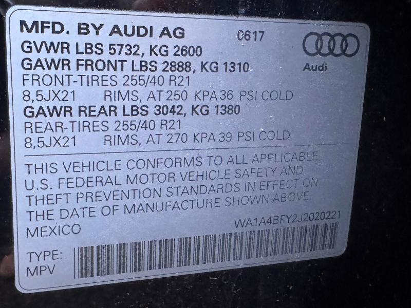 Photo 10 from auction – 2018 AUDI SQ5 with VIN WA1A4BFY2J2020221
