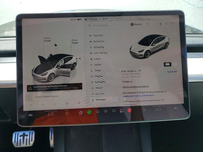 Photo 9 from auction – 2022 TESLA MODEL 3 with VIN 5YJ3E1EBXNF269212