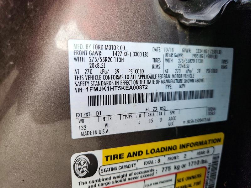 Photo 14 from auction – 2019 FORD EXPEDITION with VIN 1FMJK1HT5KEA00872