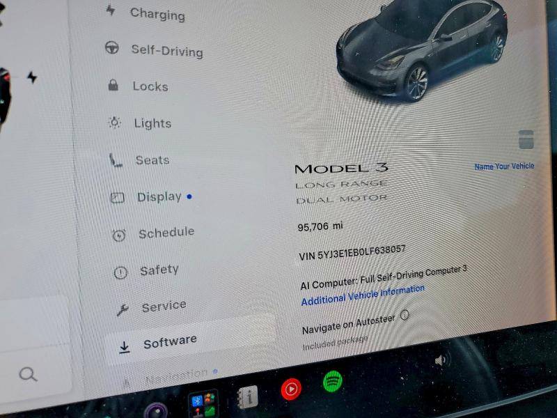 Photo 9 from auction – 2020 TESLA MODEL 3 with VIN 5YJ3E1EB0LF638057