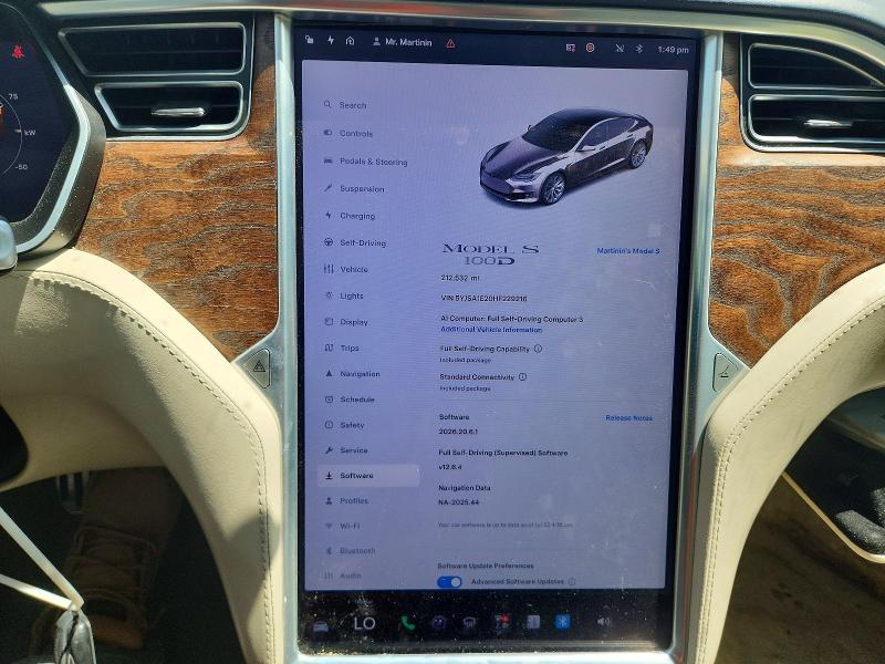 Photo 9 from auction – 2017 TESLA MODEL S with VIN 5YJSA1E20HF229216