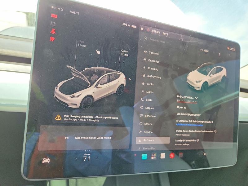 Photo 9 from auction – 2021 TESLA MODEL Y with VIN 5YJYGDEF3MF201787