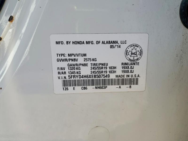 Photo 14 from auction – 2014 ACURA MDX with VIN 5FRYD4H6XEB507549