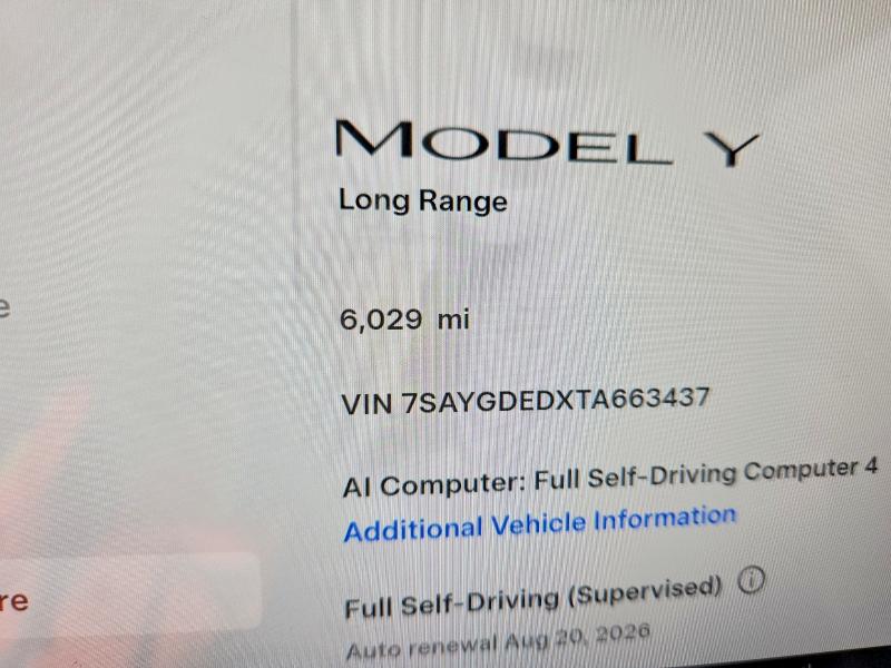 Foto 9 de la subasta – 2026 TESLA MODEL Y con VIN 7SAYGDEDXTA663437
