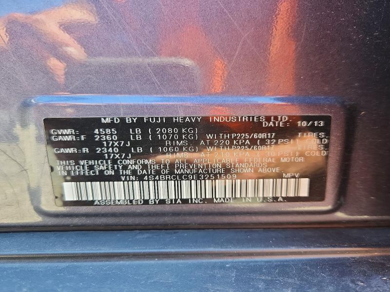 Photo 14 from auction – 2014 SUBARU OUTBACK with VIN 4S4BRCLC9E3251509
