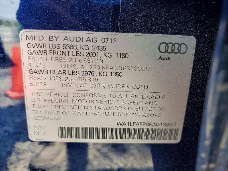 Photo 14 from auction – 2014 AUDI Q5 with VIN WA1LFAFP8EA018697
